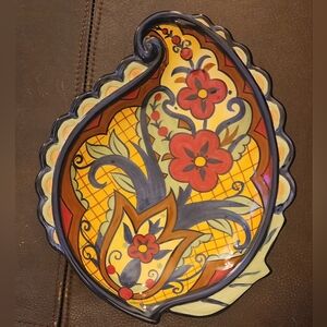 CORSICA HOME CROWN JEWEL PAISLEY PLATE 9.5”x 8" Hand-Painted Hand-Crafted